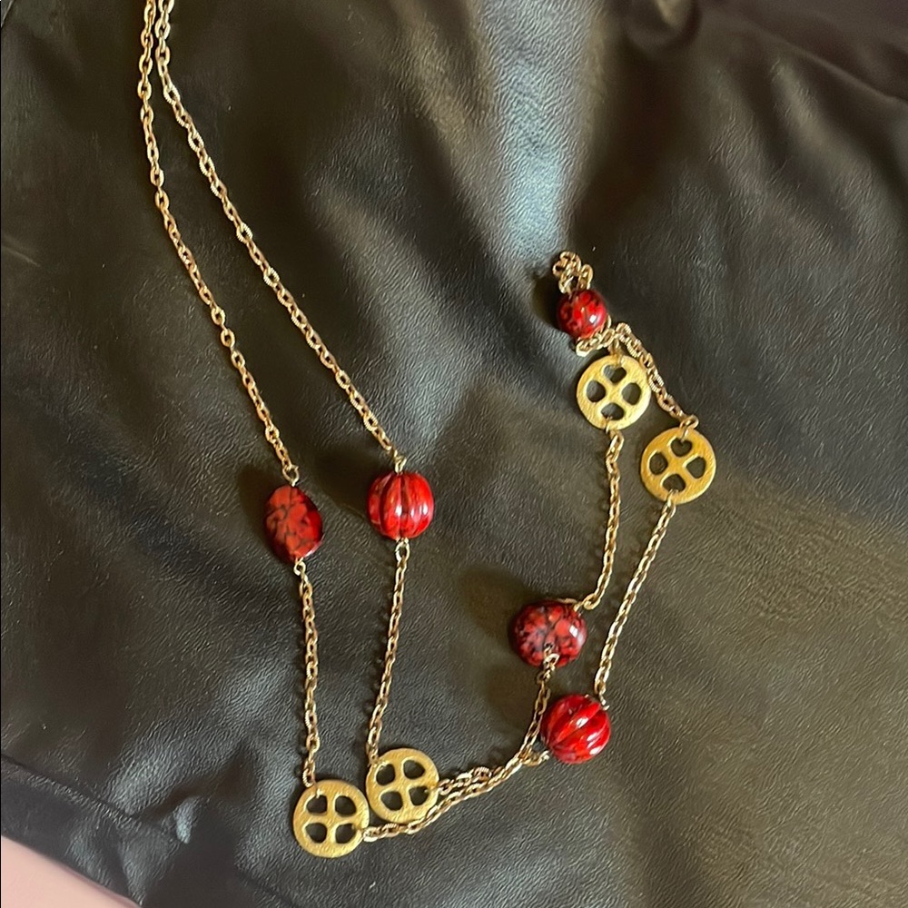 Elegant Red and Gold Necklace